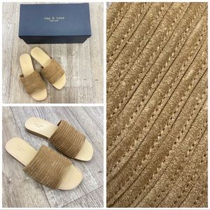 Rag & Bone Cameron flat slip-on suede sandal Camel NIB
